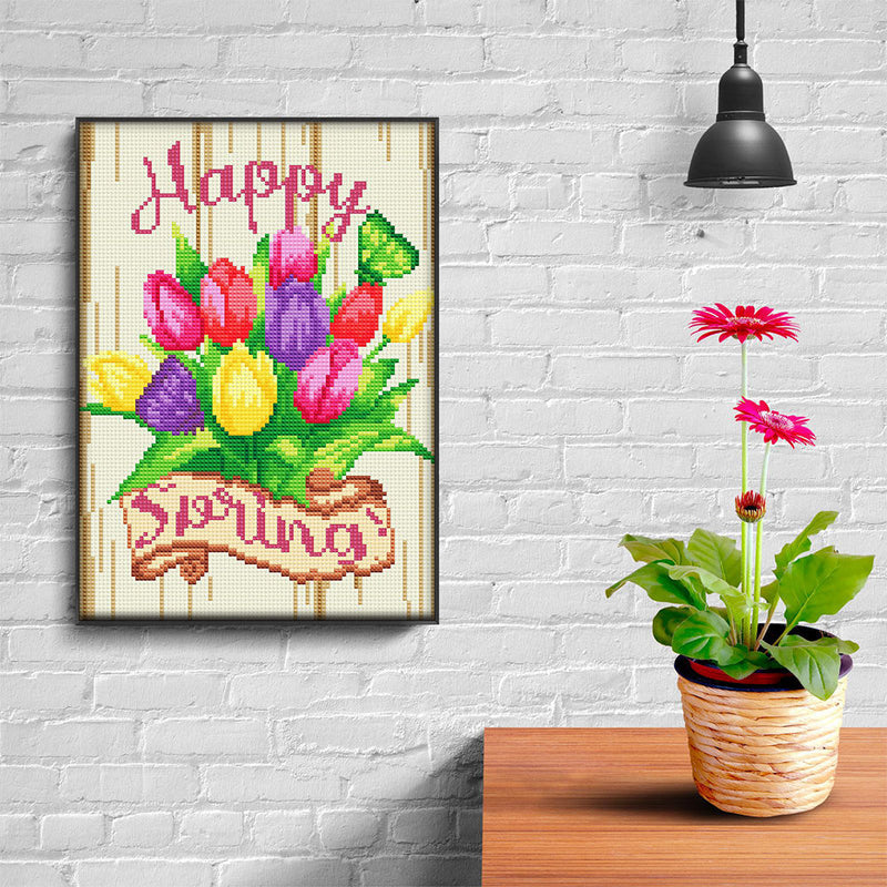 Frühling Tulpen Blume Leuchtend Kristall Strass Diamond Painting