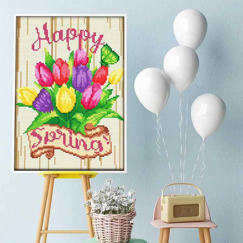 Frühling Tulpen Blume Leuchtend Kristall Strass Diamond Painting