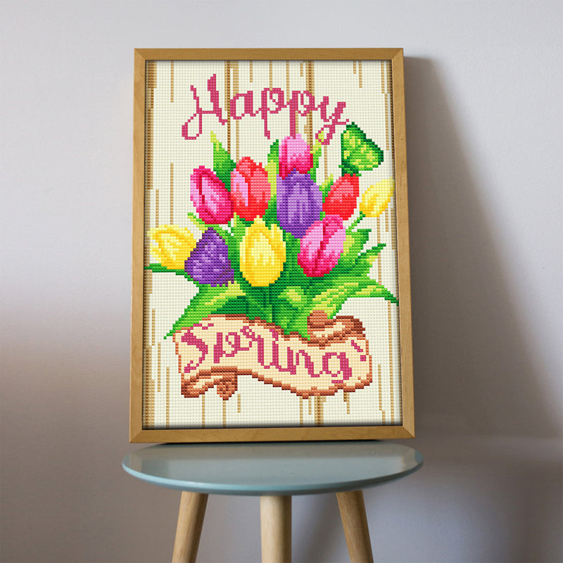 Frühling Tulpen Blume Leuchtend Kristall Strass Diamond Painting