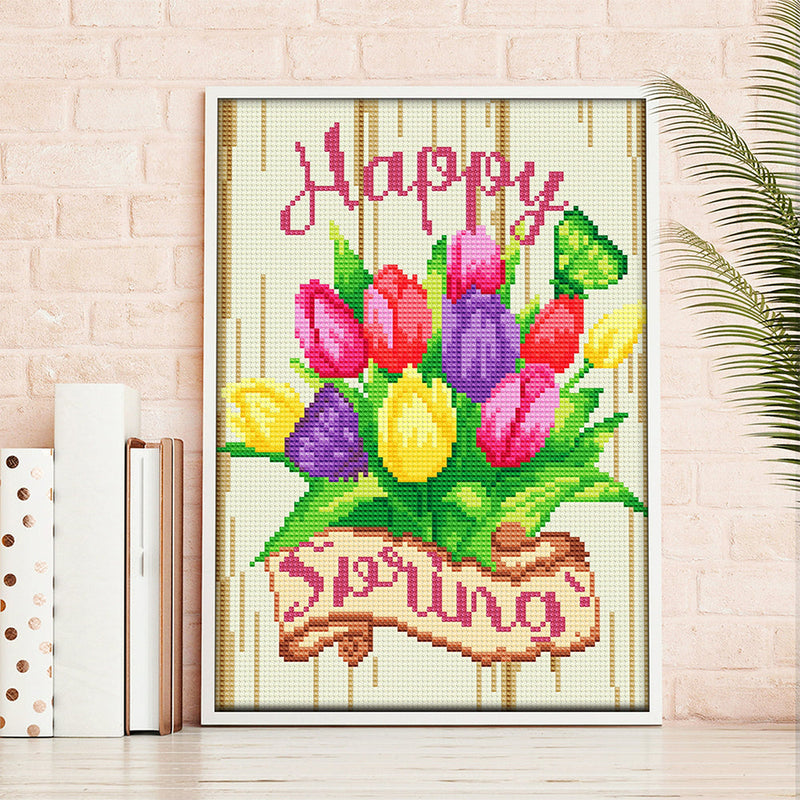 Frühling Tulpen Blume Leuchtend Kristall Strass Diamond Painting