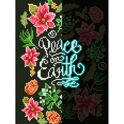 Blumen und Text Leuchtend Kristall Strass Diamond Painting