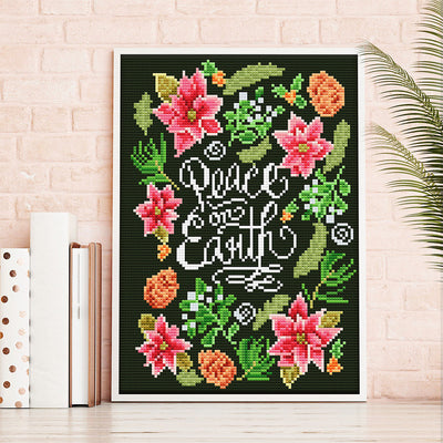 Blumen und Text Leuchtend Kristall Strass Diamond Painting