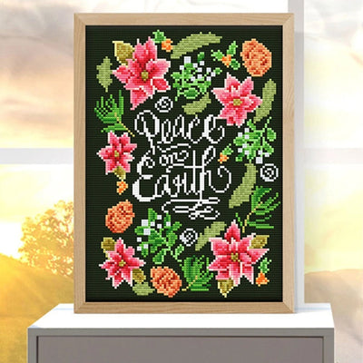 Blumen und Text Leuchtend Kristall Strass Diamond Painting