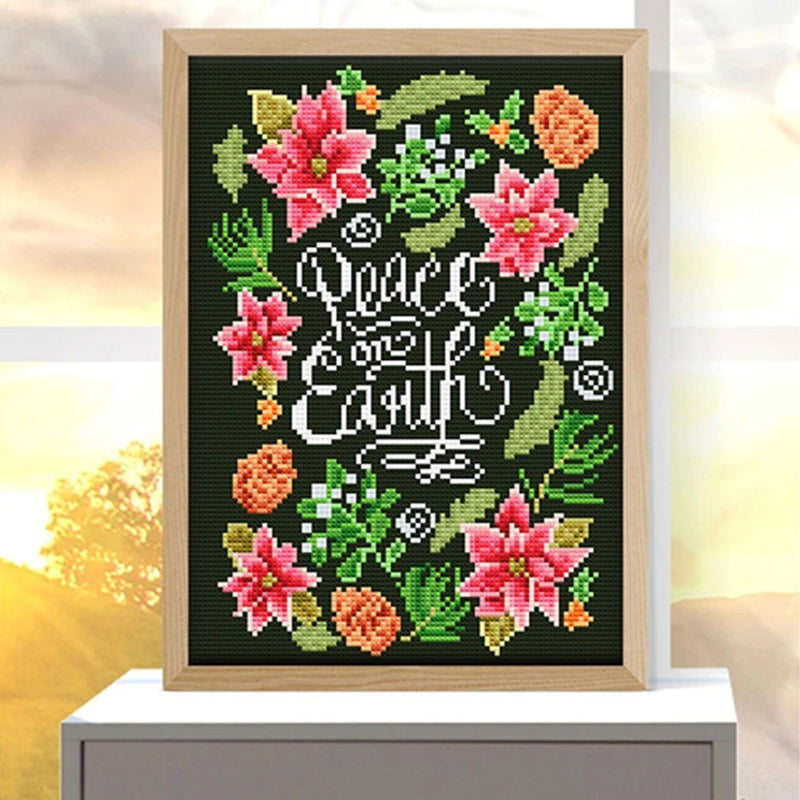 Blumen und Text Leuchtend Kristall Strass Diamond Painting