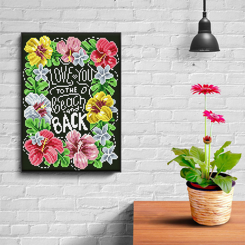 Blumen und Text Leuchtend Kristall Strass Diamond Painting