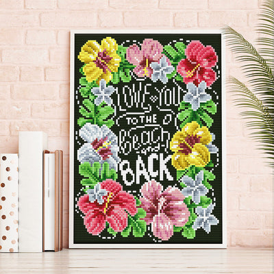 Blumen und Text Leuchtend Kristall Strass Diamond Painting