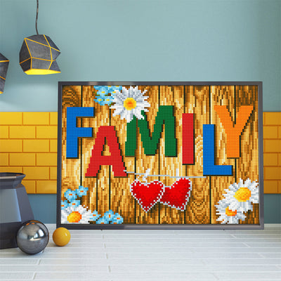 FAMILY Farbig Leuchtend Kristall Strass Diamond Painting