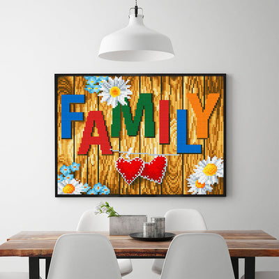 FAMILY Farbig Leuchtend Kristall Strass Diamond Painting