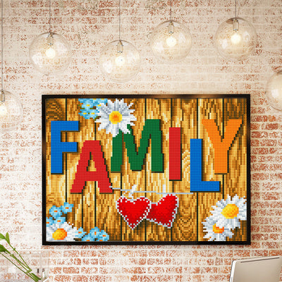 FAMILY Farbig Leuchtend Kristall Strass Diamond Painting