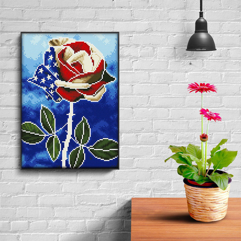 Amerikanische Rose Leuchtend Kristall Strass Diamond Painting