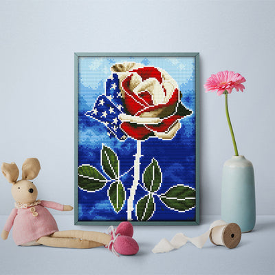 Amerikanische Rose Leuchtend Kristall Strass Diamond Painting