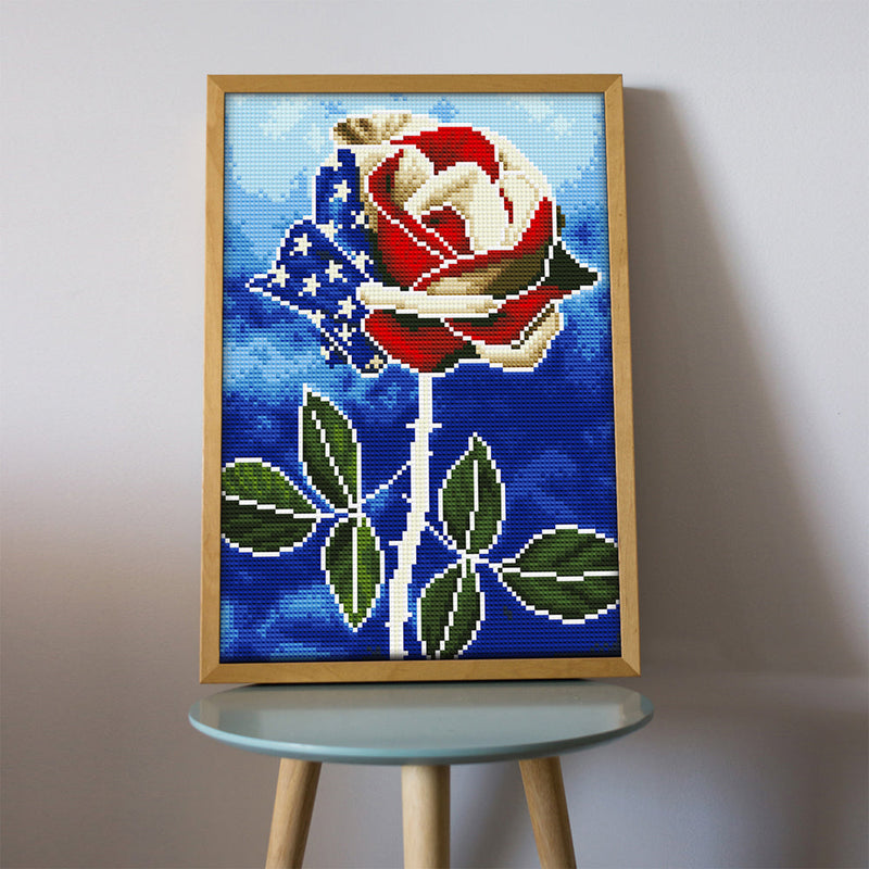 Amerikanische Rose Leuchtend Kristall Strass Diamond Painting