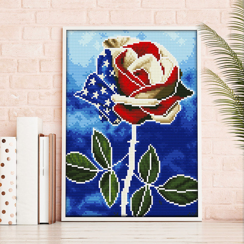 Amerikanische Rose Leuchtend Kristall Strass Diamond Painting