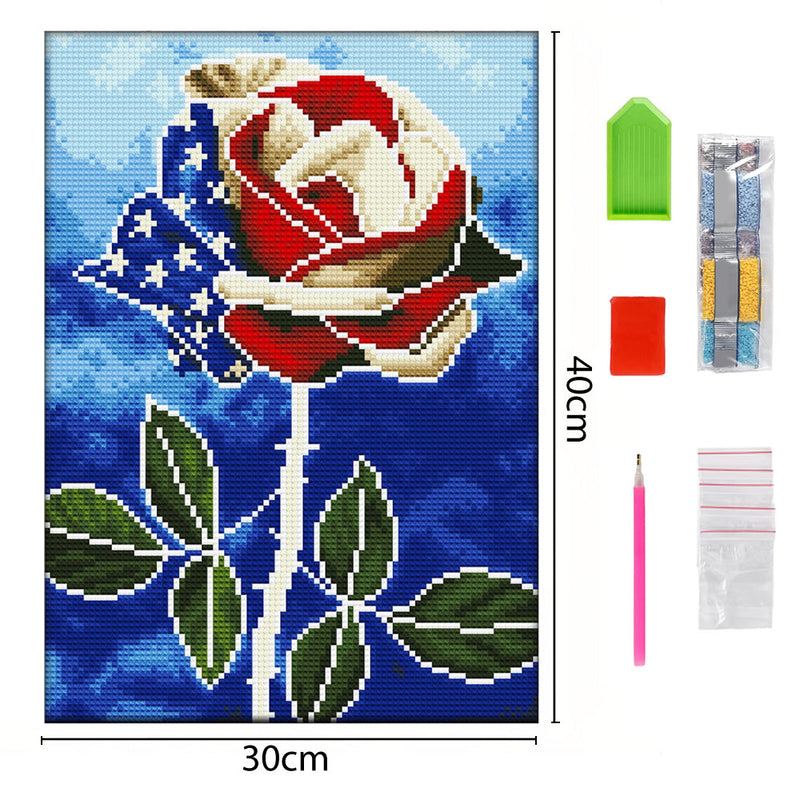 Amerikanische Rose Leuchtend Kristall Strass Diamond Painting