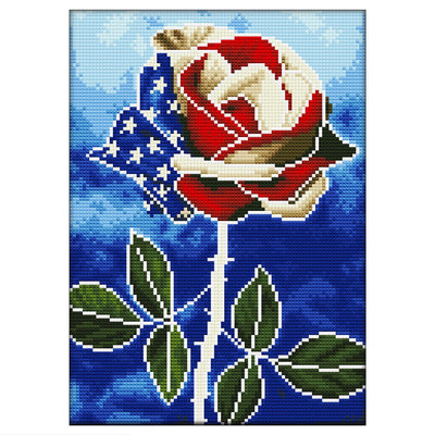 Amerikanische Rose Leuchtend Kristall Strass Diamond Painting