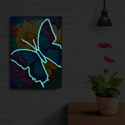 Schmetterling und Blume Leuchtend Kristall Strass Diamond Painting