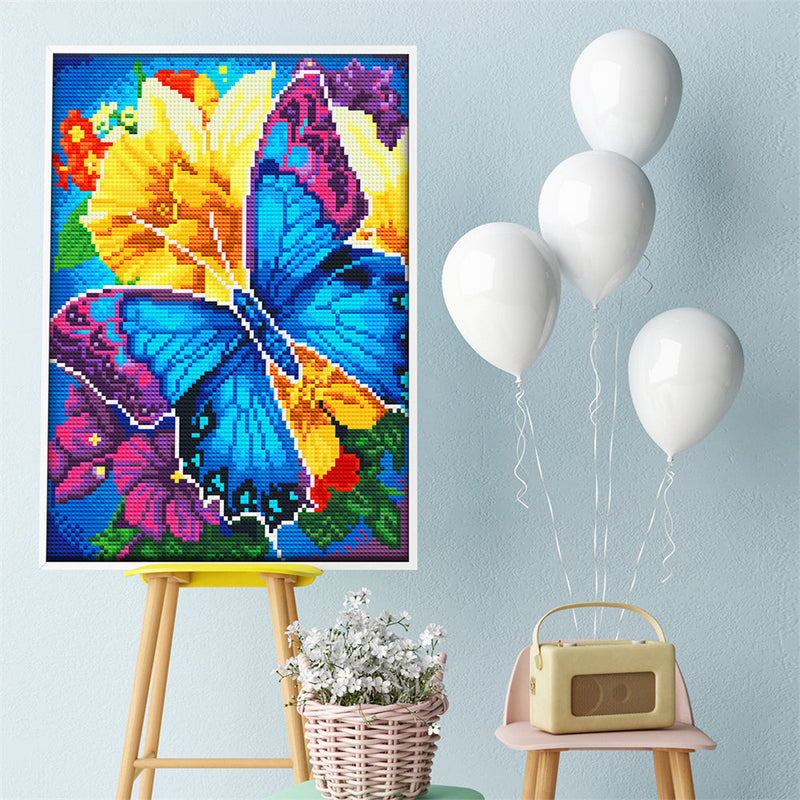 Schmetterling und Blume Leuchtend Kristall Strass Diamond Painting