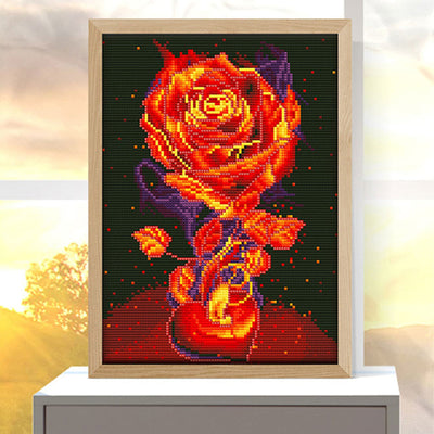 Rose und Herz Leuchtend Kristall Strass Diamond Painting