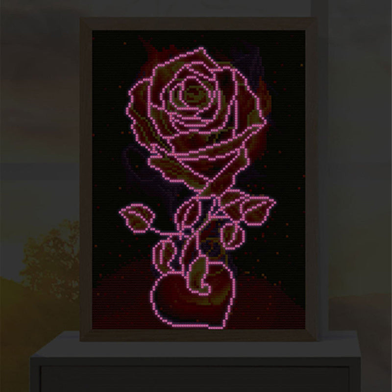 Rose und Herz Leuchtend Kristall Strass Diamond Painting