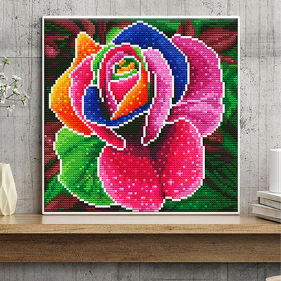 Bunte Rose Leuchtend Kristall Strass Diamond Painting