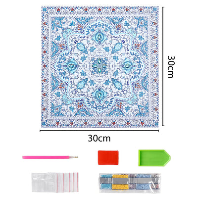 Blaues Mandala Leuchtend Sonderform Diamond Painting