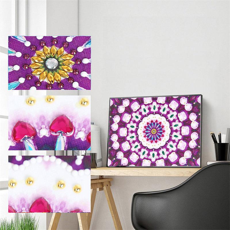 Lila Mandala Leuchtend Sonderform Diamond Painting