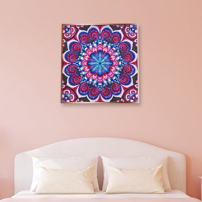 Rot und Blau Mandala Leuchtend Sonderform Diamond Painting