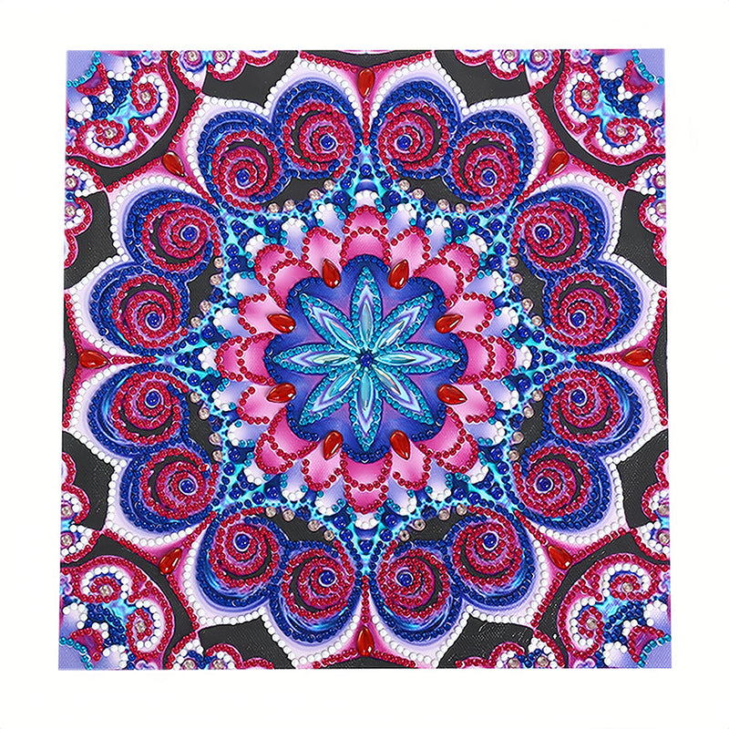 Rot und Blau Mandala Leuchtend Sonderform Diamond Painting