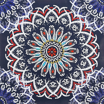 Rot und Blau Lotus Mandala Leuchtend Sonderform Diamond Painting