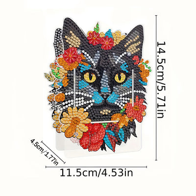 Schwarze Katze in Roten Blumen Diamond Painting Stifthalter