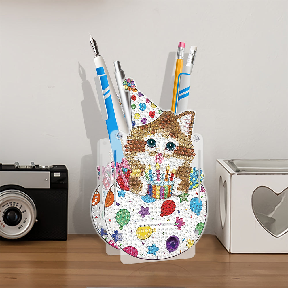 Geburtstag Katze Diamond Painting Stifthalter