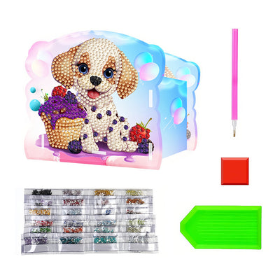 Niedlicher Hund und Eiscreme Diamond Painting Stifthalter