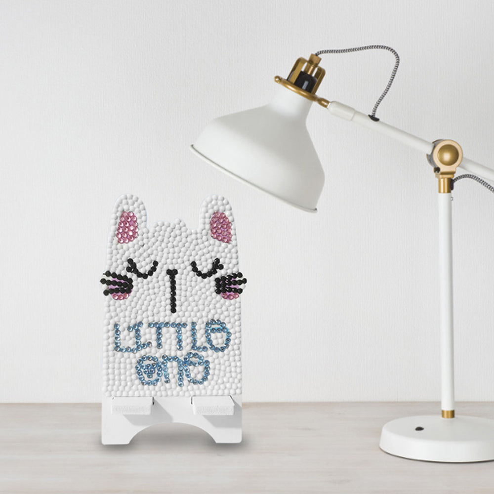 Kleine weiße Katze Handy Harz Halter Diamond Painting