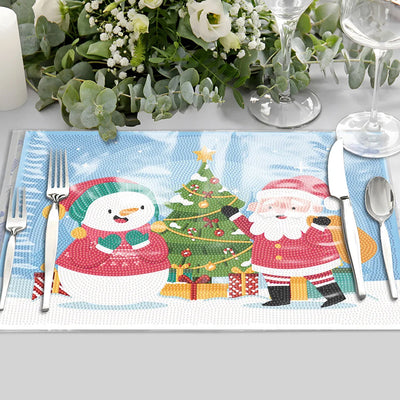 Weihnachten Schneemann und Weihnachtsmann Tischset für Wohndekoration Diamond Painting