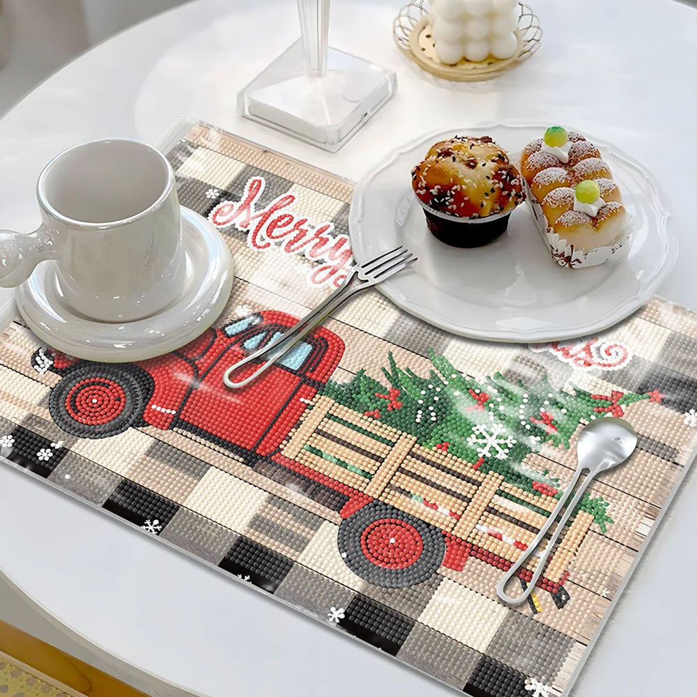 Weihnachten Baum auf Lastwagen Tischset für Wohndekoration Diamond Painting
