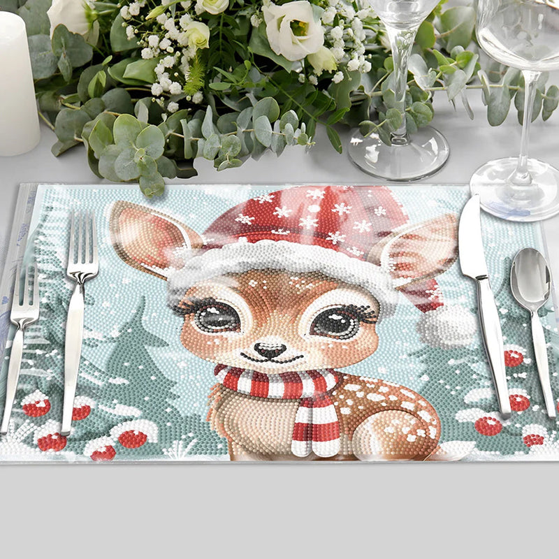 Niedlicher Weihnachtshirsch Tischset für Wohndekoration Diamond Painting