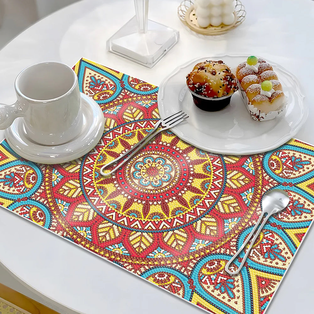 Rotes Mandala Tischset für Wohndekoration Diamond Painting