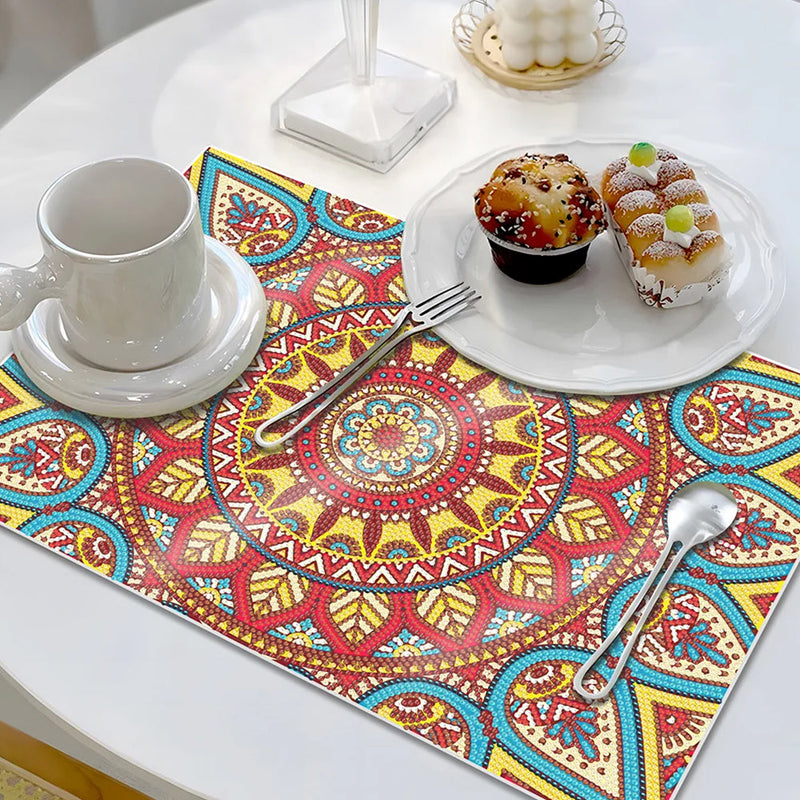 Rotes Mandala Tischset für Wohndekoration Diamond Painting