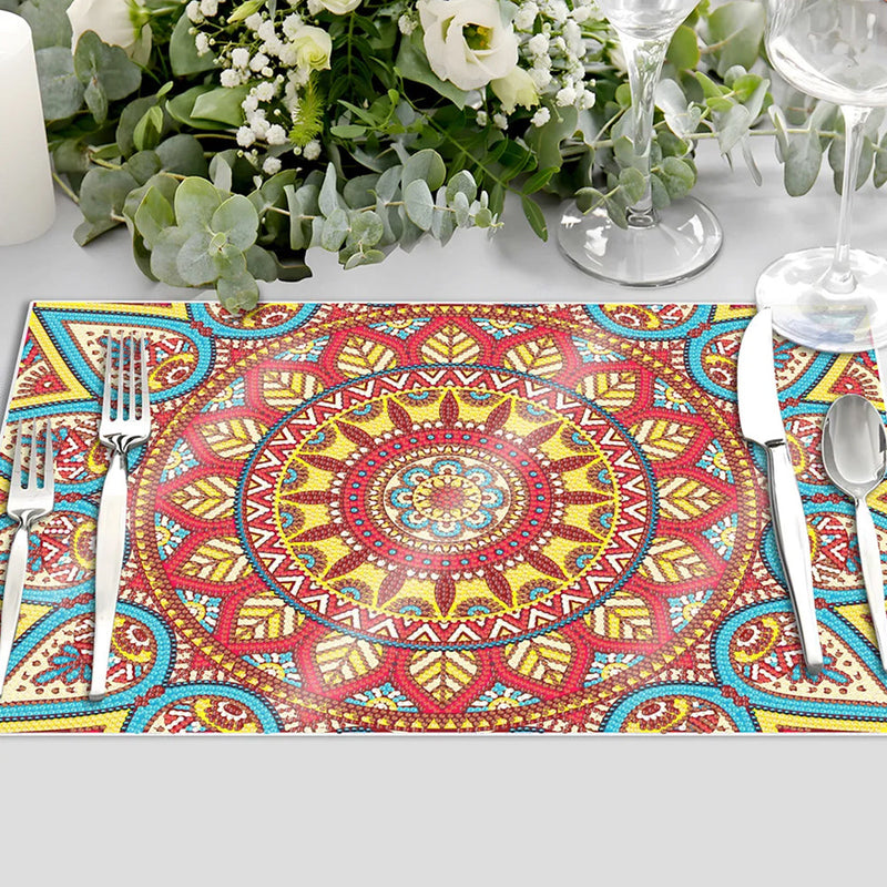 Rotes Mandala Tischset für Wohndekoration Diamond Painting