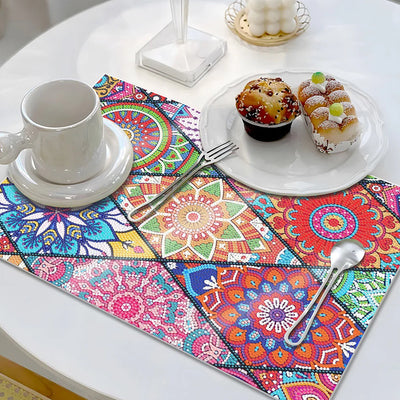 Bunte Blumen Mandala Tischset für Wohndekoration Diamond Painting