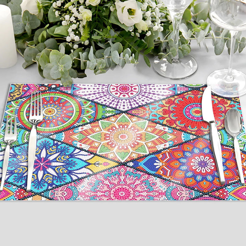 Bunte Blumen Mandala Tischset für Wohndekoration Diamond Painting