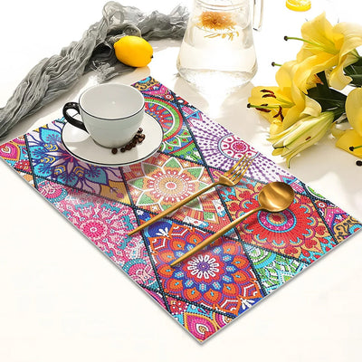 Bunte Blumen Mandala Tischset für Wohndekoration Diamond Painting