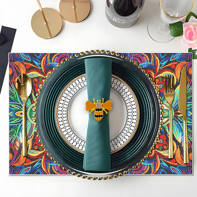 Grüne und goldene Blumen Mandala Tischset für Wohndekoration Diamond Painting