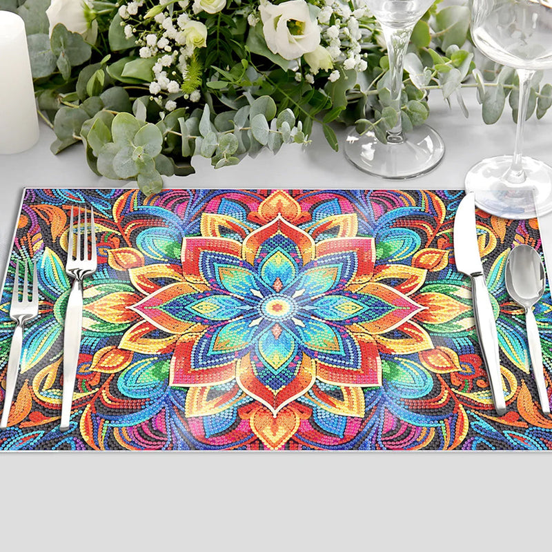 Grüne und goldene Blumen Mandala Tischset für Wohndekoration Diamond Painting