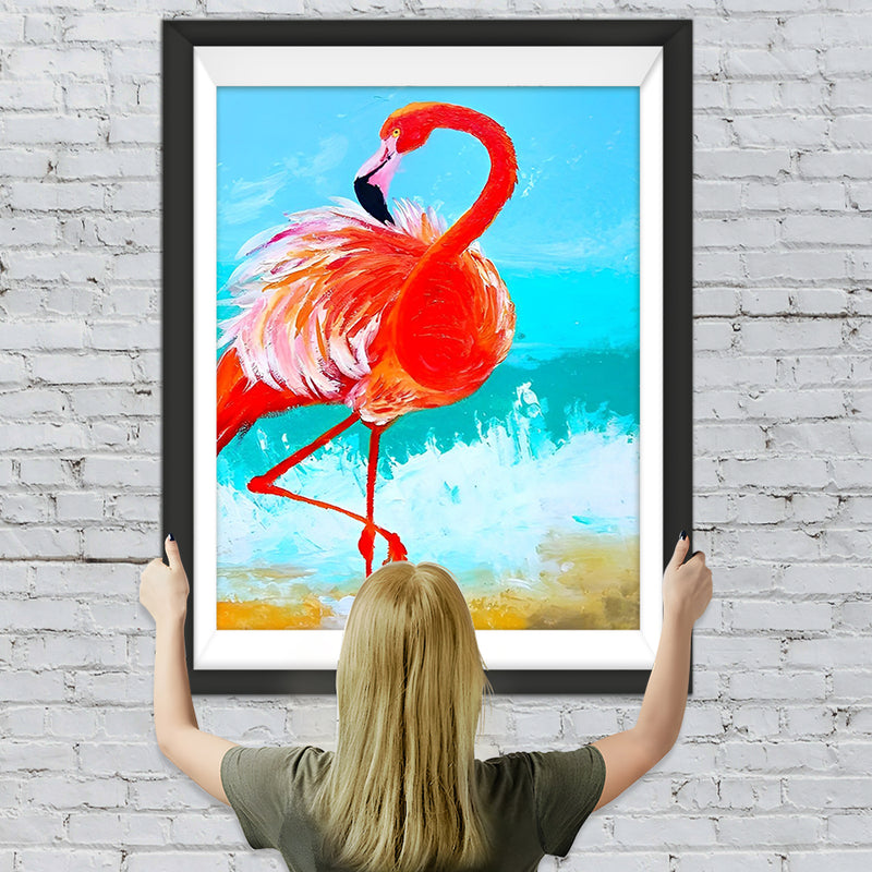 Roter Flamingo und Meer Diamond Painting