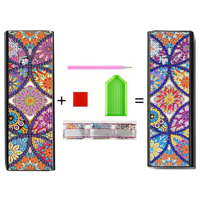 Buntes Retro Mandala Leder Brillenetui Diamond Painting