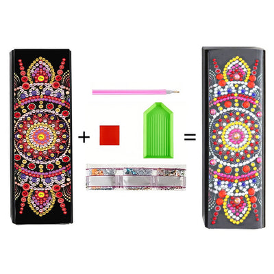 Rotes Mandala Leder Brillenetui Diamond Painting