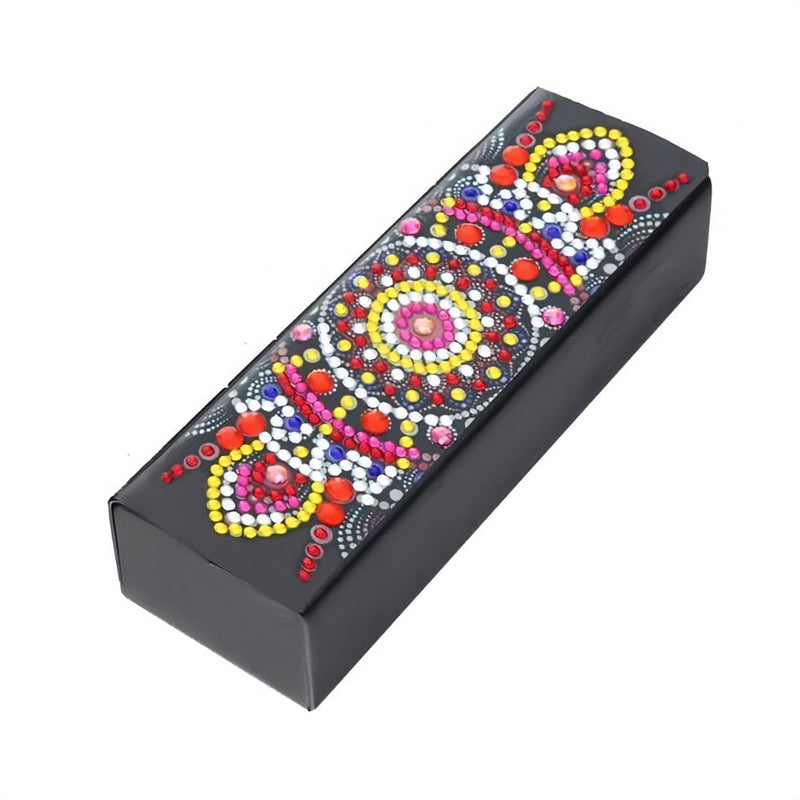 Rotes Mandala Leder Brillenetui Diamond Painting