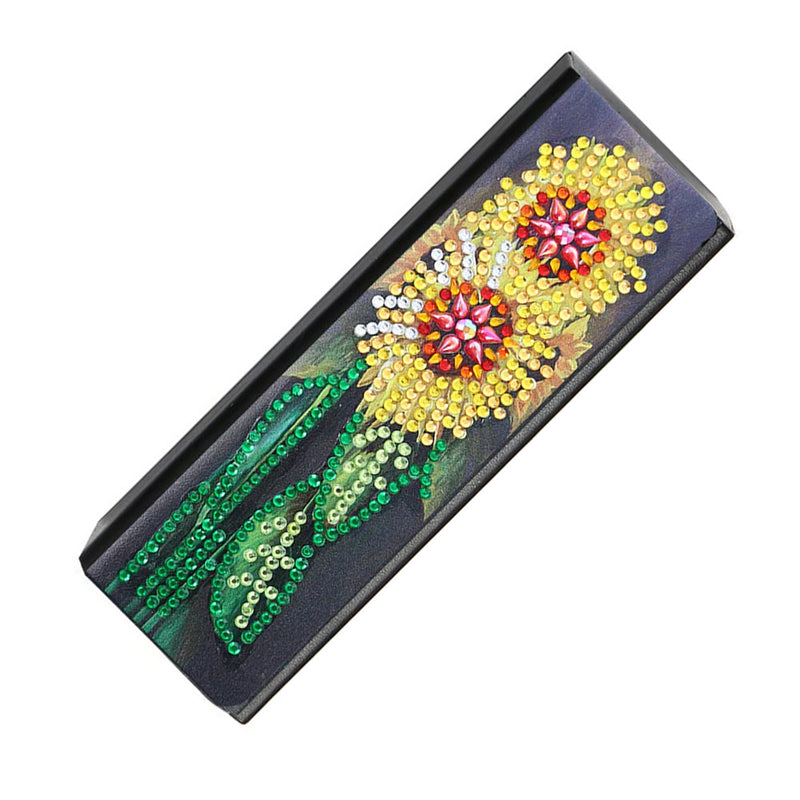 Zwei Sonnenblumen Leder Brillenetui Diamond Painting