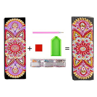 Rotes Mandala Leder Brillenetui Diamond Painting